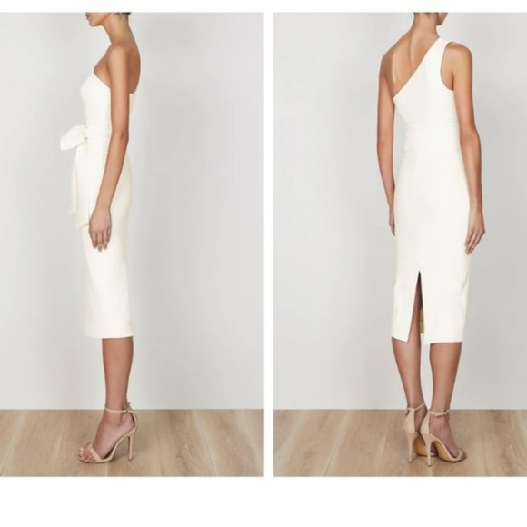 Shona Joy - Lucy One Shoulder Midi Dress Ivory Sizes AU8 to AU14 - Picture 5 of 5